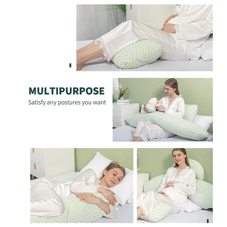 Extended H-Shaped Pregnancy Pillow Multifunctional Lumbar Support Side Sleeping Cushion with Auxiliary Pillow - Grey
