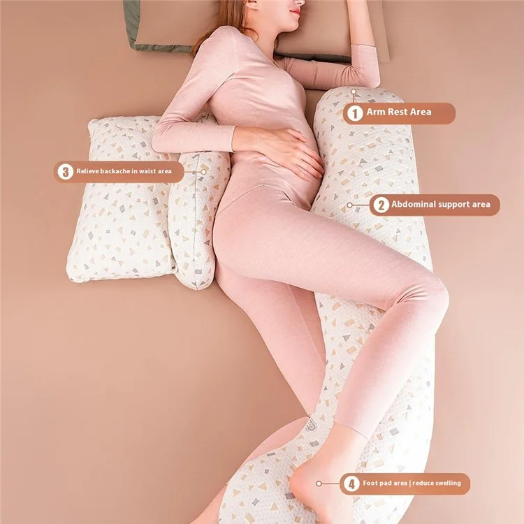 Extended H-Shaped Pregnancy Pillow Multifunctional Lumbar Support Side Sleeping Cushion with Auxiliary Pillow - Grey