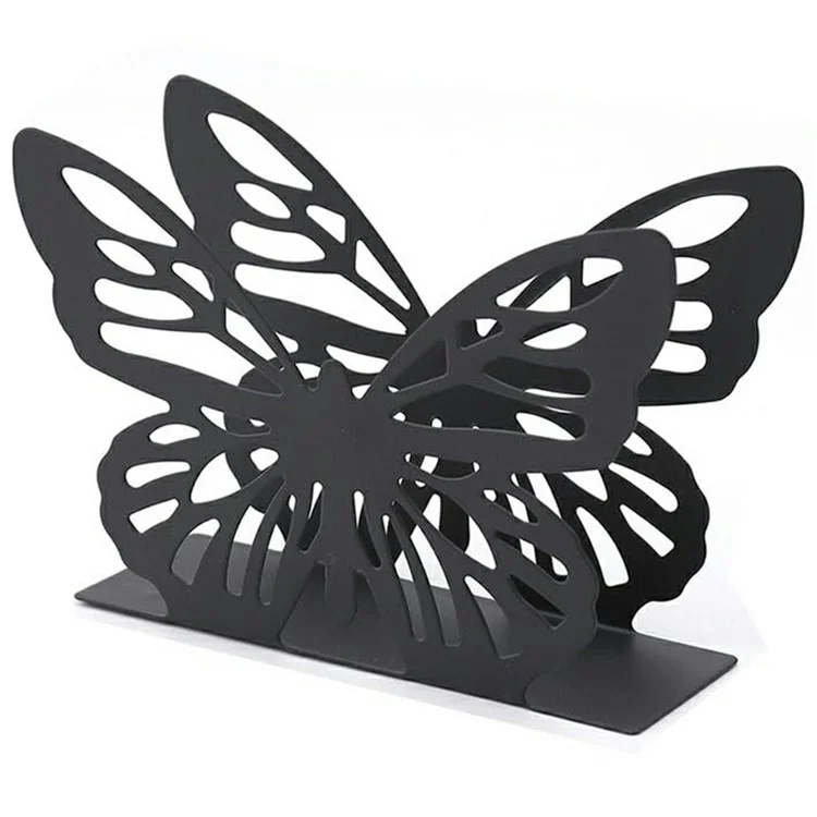 Hollow Butterfly Napkin Holder Restaurant Hotel Cafe Bar Table Decorative Iron Tissue Dispenser - Black