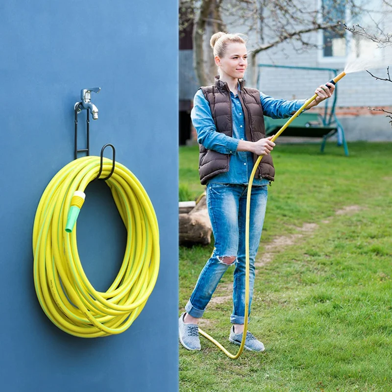 Hose Storage Rack Home Wall Mount Outdoor Garden Water Pipe Organizer Metal Hanger - Black