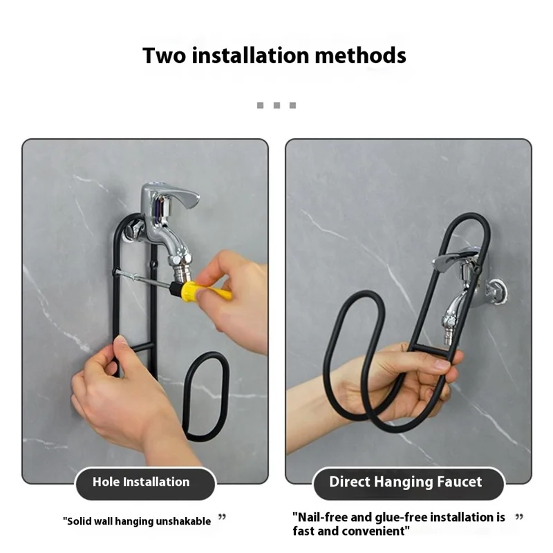 Hose Storage Rack Home Wall Mount Outdoor Garden Water Pipe Organizer Metal Hanger - Black