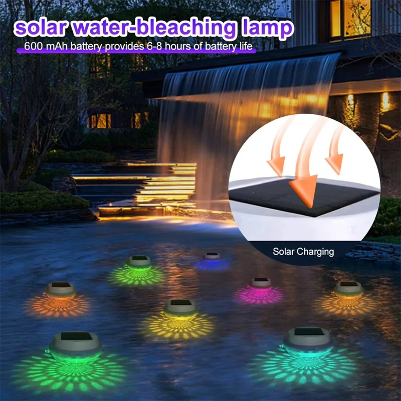 Solar Powered Floating Pool Light for Garden Pond Underwater Color Changing LED Lamp - Peach Shape