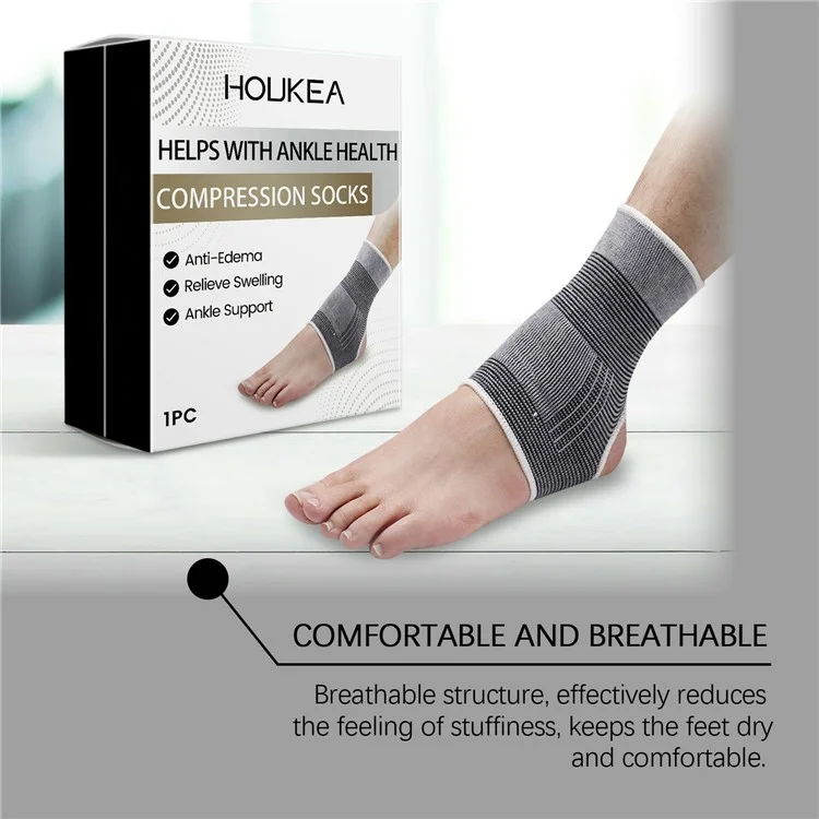 HOUKEA HK-B05-0048-01 1 Par de Meias de Cuidado para os Pés com Compressão para Melhoria da Circulação / Proteção do Tornozelo