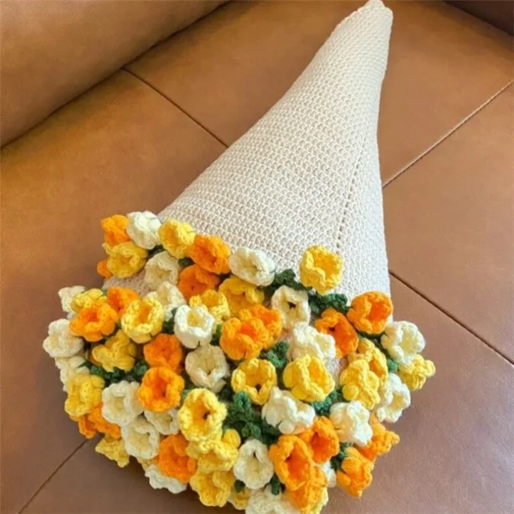 110 cm Durchmesser 60 Blumen Rundbdecke Weiches Garn Häkel 3D Blumenstrauß Decke - 3 Farben Blume + Beige Decke