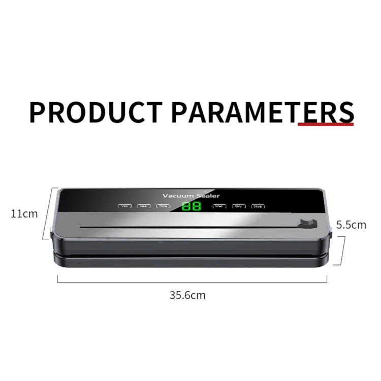 Vacuum Sealer Dry Wet Food Storage Sealing Machine with Built-In Cutter + 30 Textured Bags - EU Plug