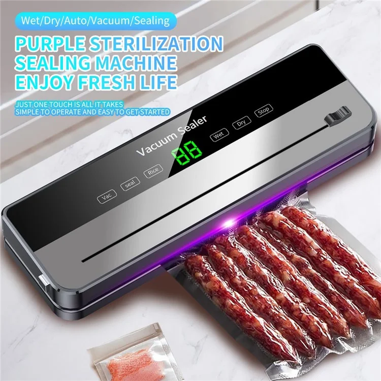 Vacuum Sealer Dry Wet Food Storage Sealing Machine with Built-In Cutter + 30 Textured Bags - EU Plug