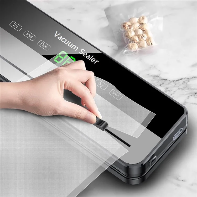 Vacuum Sealer Dry Wet Food Storage Sealing Machine with Built-In Cutter + 30 Textured Bags - EU Plug