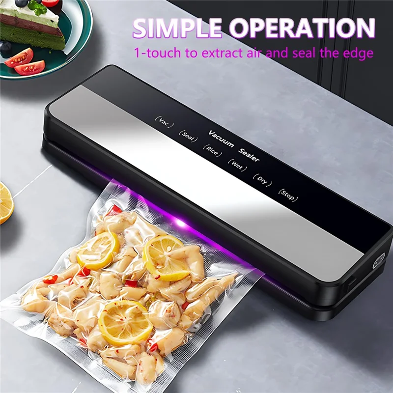 Home Kitchen Automatic Vacuum Sealer Dry Wet Food Packaging Machine with 30 Textured Bags - EU Plug