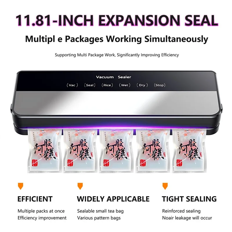 Home Kitchen Automatic Vacuum Sealer Dry Wet Food Packaging Machine with 30 Textured Bags - EU Plug