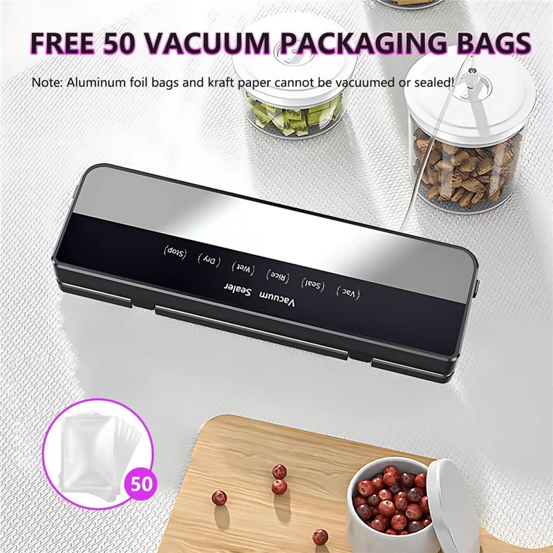 Home Kitchen Automatic Vacuum Sealer Dry Wet Food Packaging Machine with 30 Textured Bags - EU Plug