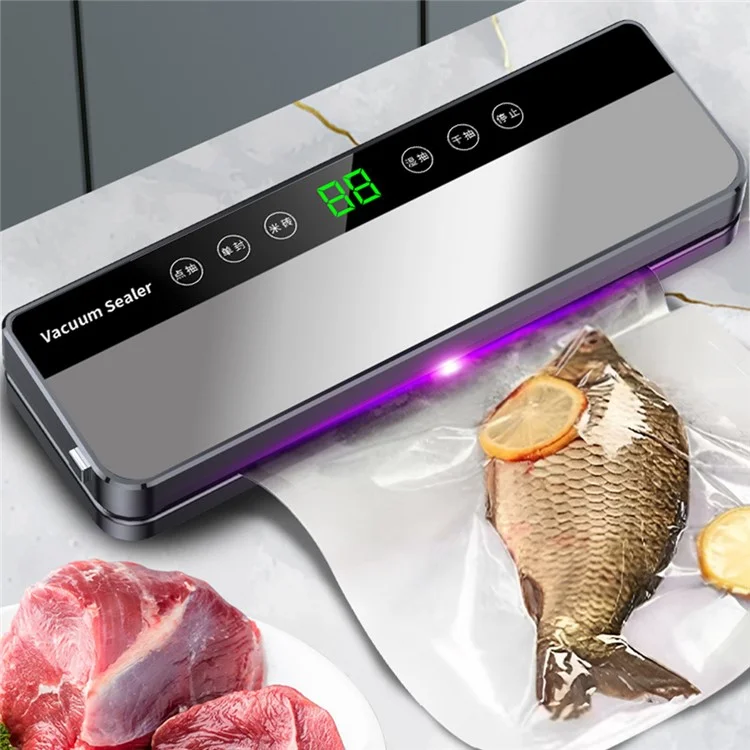 Stainless Steel Automatic Vacuum Food Sealer Machine with 30 Textured Bags - EU Plug