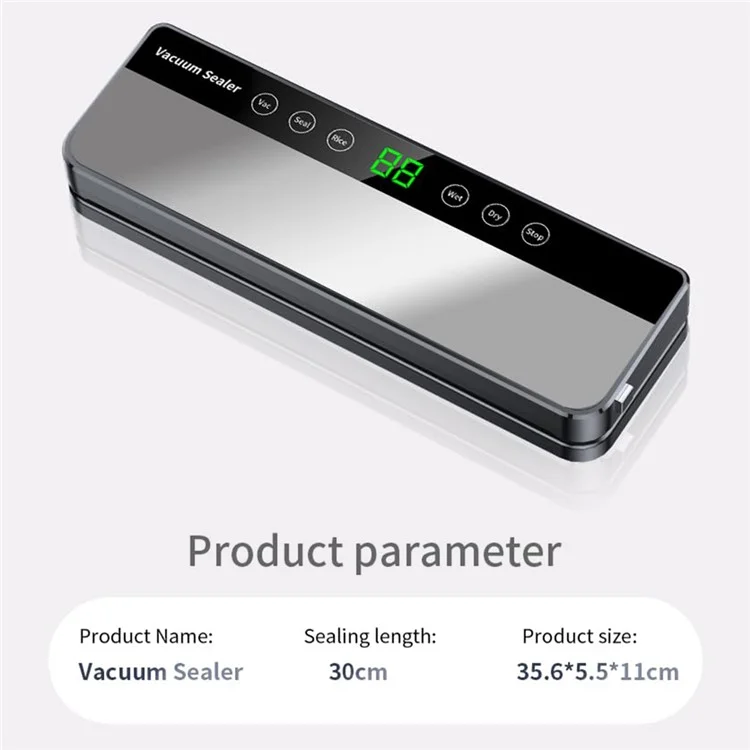 Stainless Steel Automatic Vacuum Food Sealer Machine with 30 Textured Bags - EU Plug