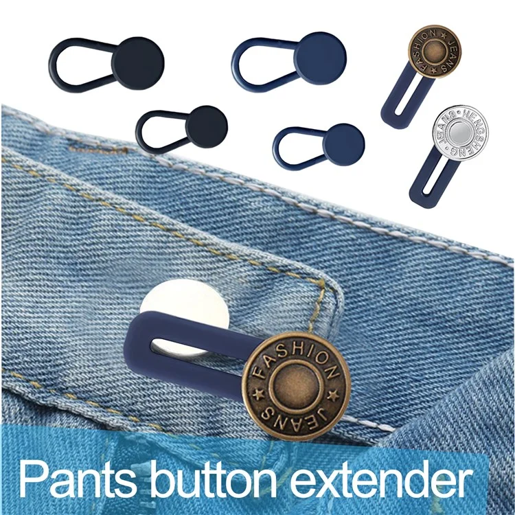 12 Peças / Conjunto de Extensor de Botão para Jeans Sem Costura Metal + Extensor de Cintura de Silicone com Botão