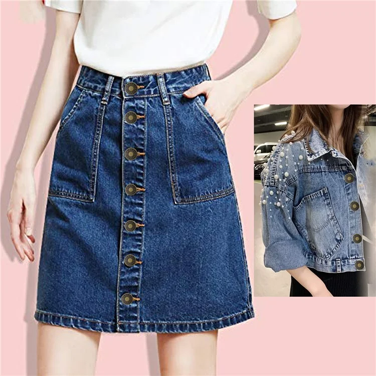 12 Botões de metal removíveis de 17 mm para jeans Sem costura Conjunto de reparo de rebites - Bronze