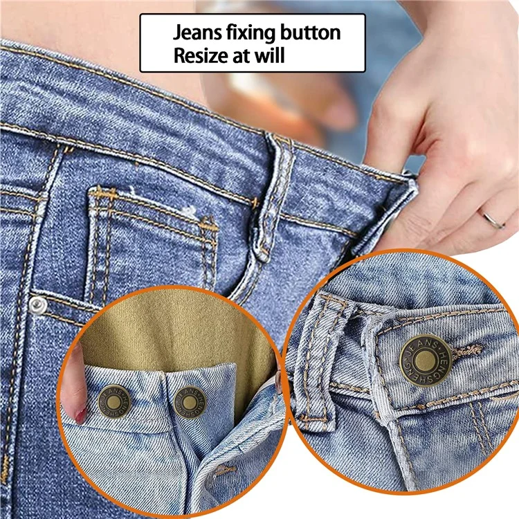 12 Botões de metal removíveis de 17 mm para jeans Sem costura Conjunto de reparo de rebites - Bronze