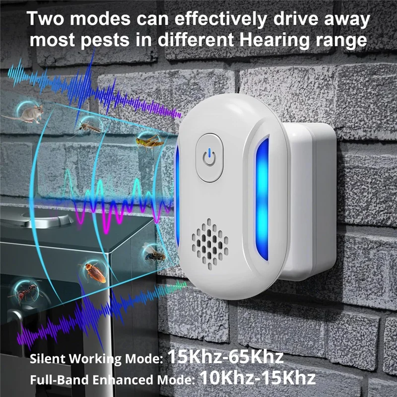 312 6Pcs High Power Ultrasonic Pest Repeller for Mice Mosquitoes Cockroaches Multifunction Electronic Insect Repellent - EU Plug