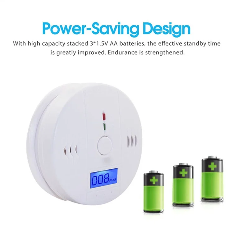 XY-602 Accurate Carbon Monoxide Detector Battery Powered CO Poisonous Toxic Gas Sensor Monitor with LCD Display Easy to Read (English Version)