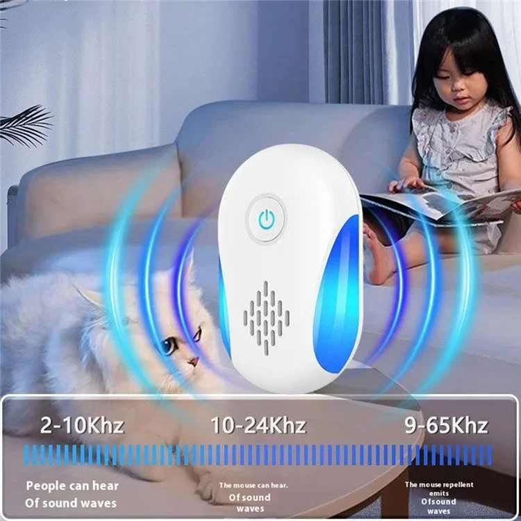 311 6Pcs Ultrasonic Pest Repeller Dual Mode Blue and Purple Light Household Mouse Repellent - UK Plug