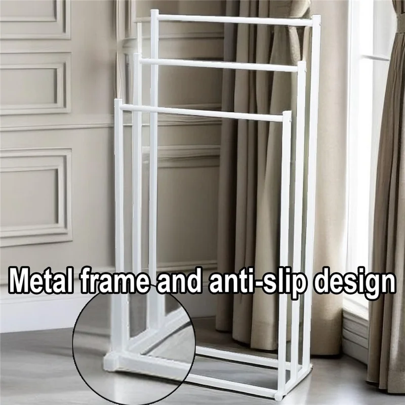 3-Tier Standing Towel Rack Bathroom Metal Towel Storage Organizer Stand - White