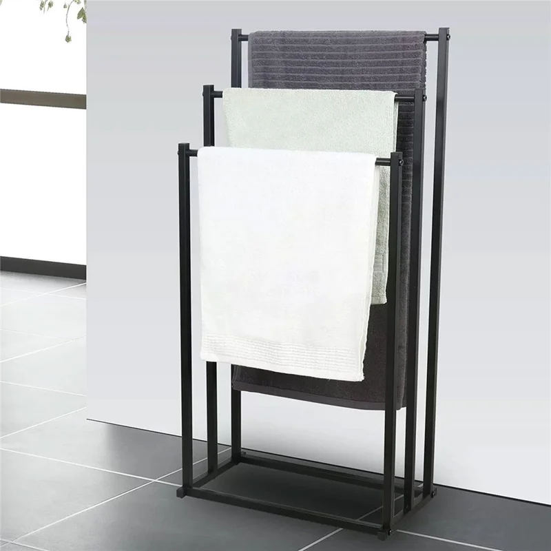 3-Tier Standing Towel Rack Bathroom Metal Towel Storage Organizer Stand - White
