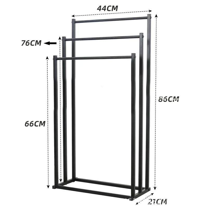 3-Tier Standing Towel Rack Bathroom Metal Towel Storage Organizer Stand - White