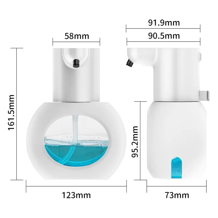 Dispensador de Jabón en Espuma Automático sin Contacto con Sensor Infrarrojo para Lavado de Manos - Tipo Gota Líquida / Blanco