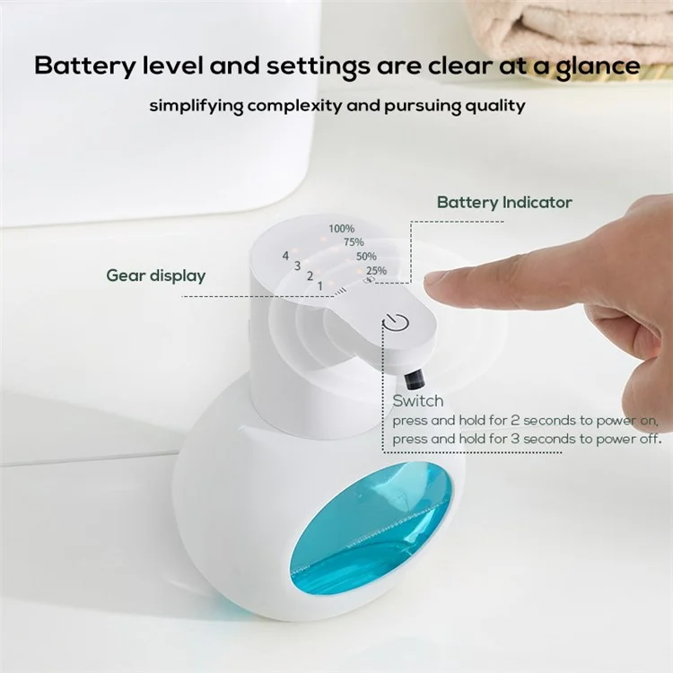 Dispensador de Jabón en Espuma Automático sin Contacto con Sensor Infrarrojo para Lavado de Manos - Tipo Gota Líquida / Blanco