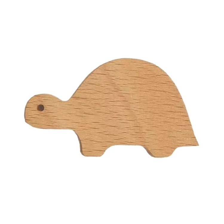 Cute Wooden Drawer Pulls Kids Room Closet Cabinet Cartoon Pattern Handles Decorative Hooks - Turtle  /  M6 Nut