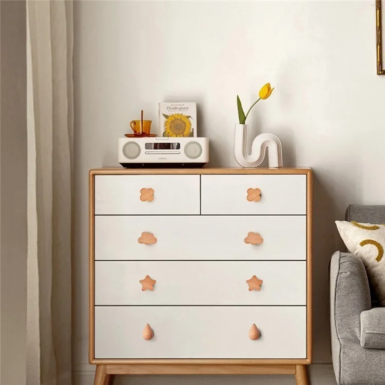 Cute Wooden Drawer Pulls Kids Room Closet Cabinet Cartoon Pattern Handles Decorative Hooks - Turtle  /  M6 Nut