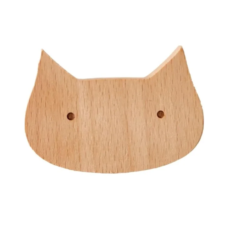 Cute Wooden Drawer Pulls Kids Room Closet Cabinet Cartoon Pattern Handles Decorative Hooks - Cat  /  M6 Nut