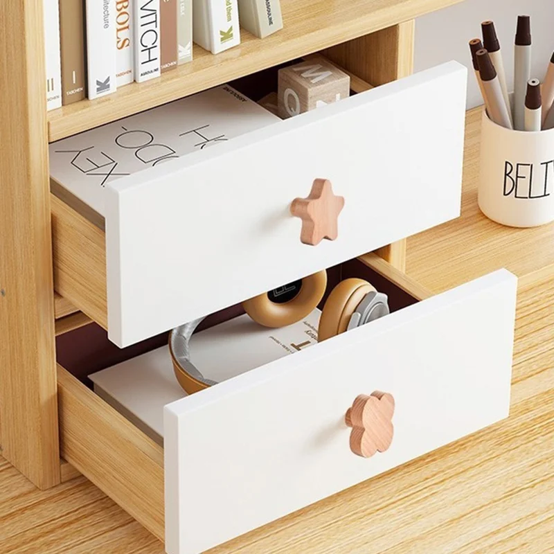 Cute Wooden Drawer Pulls Kids Room Closet Cabinet Cartoon Pattern Handles Decorative Hooks - Moon  /  M6 Nut