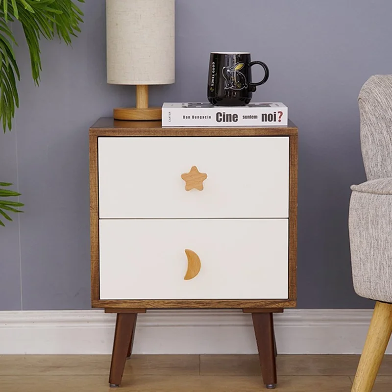 Cute Wooden Drawer Pulls Kids Room Closet Cabinet Cartoon Pattern Handles Decorative Hooks - Moon  /  M6 Nut