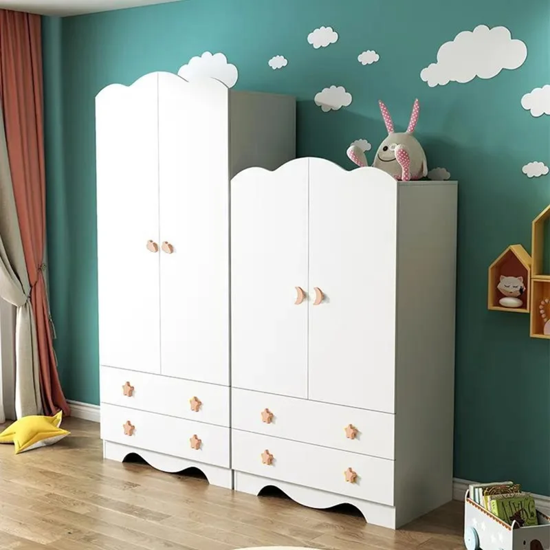 Cute Wooden Drawer Pulls Kids Room Closet Cabinet Cartoon Pattern Handles Decorative Hooks - Moon  /  M6 Nut