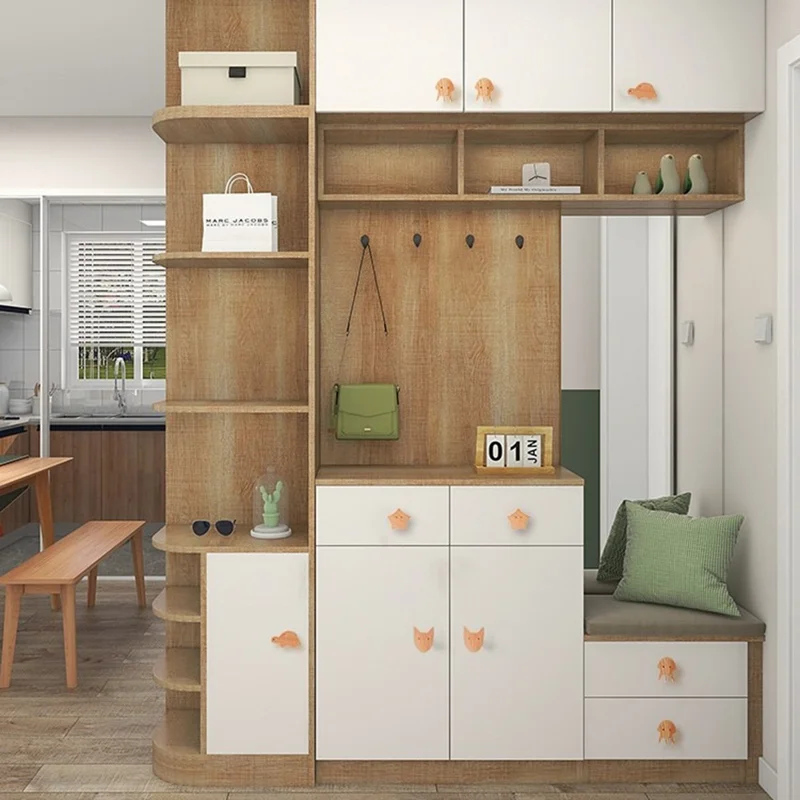 Cute Wooden Drawer Pulls Kids Room Closet Cabinet Cartoon Pattern Handles Decorative Hooks - Moon  /  M6 Nut