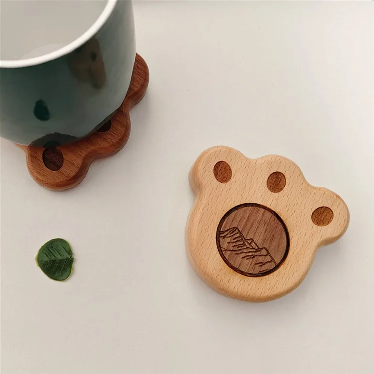 8.5x8cm Bear Claw Bottle Opener Wooden Cute Fridge Magnet Beech Wood Coaster