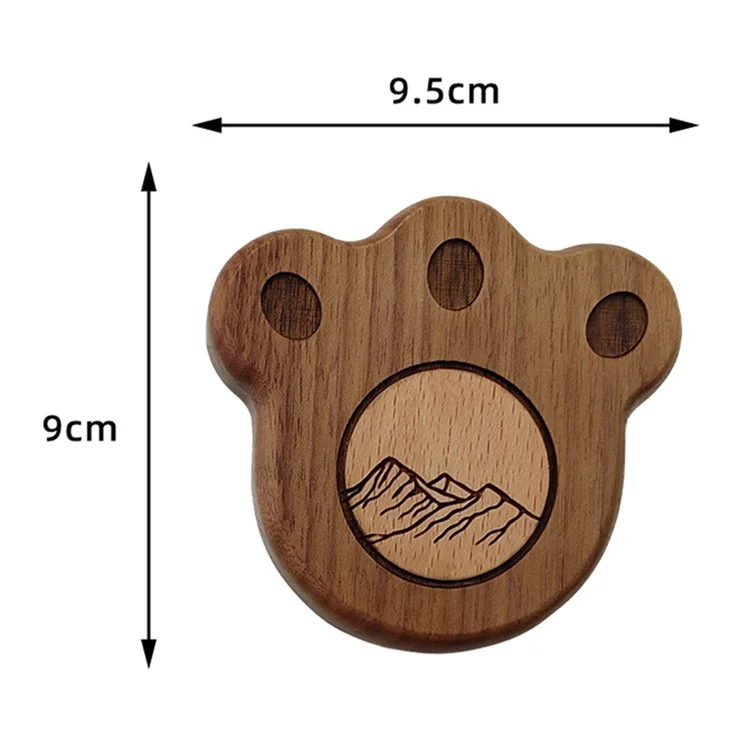 Apribottiglie a forma di zampa d'orso in legno di noce da 9,5x9 cm, calamita per frigorifero e sottobicchiere multiuso per la cucina