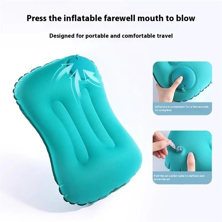Inflatable Pillow Lumbar Support for Office / Travel / Home Milk Silk Portable Nap Cushion - Green