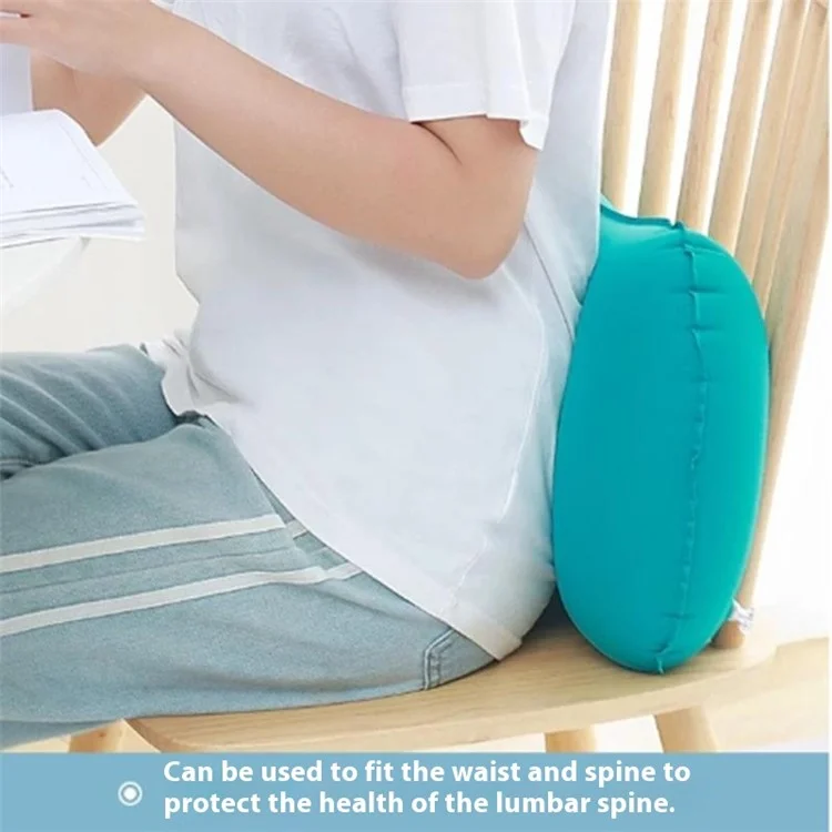 Inflatable Pillow Lumbar Support for Office / Travel / Home Milk Silk Portable Nap Cushion - Green