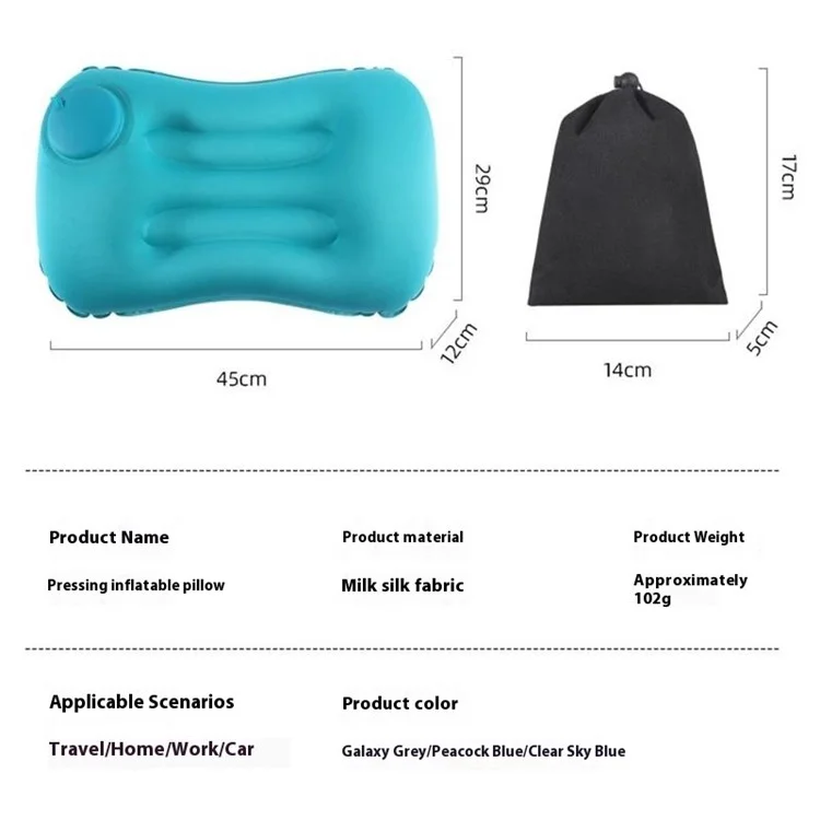 Inflatable Pillow Lumbar Support for Office / Travel / Home Milk Silk Portable Nap Cushion - Green