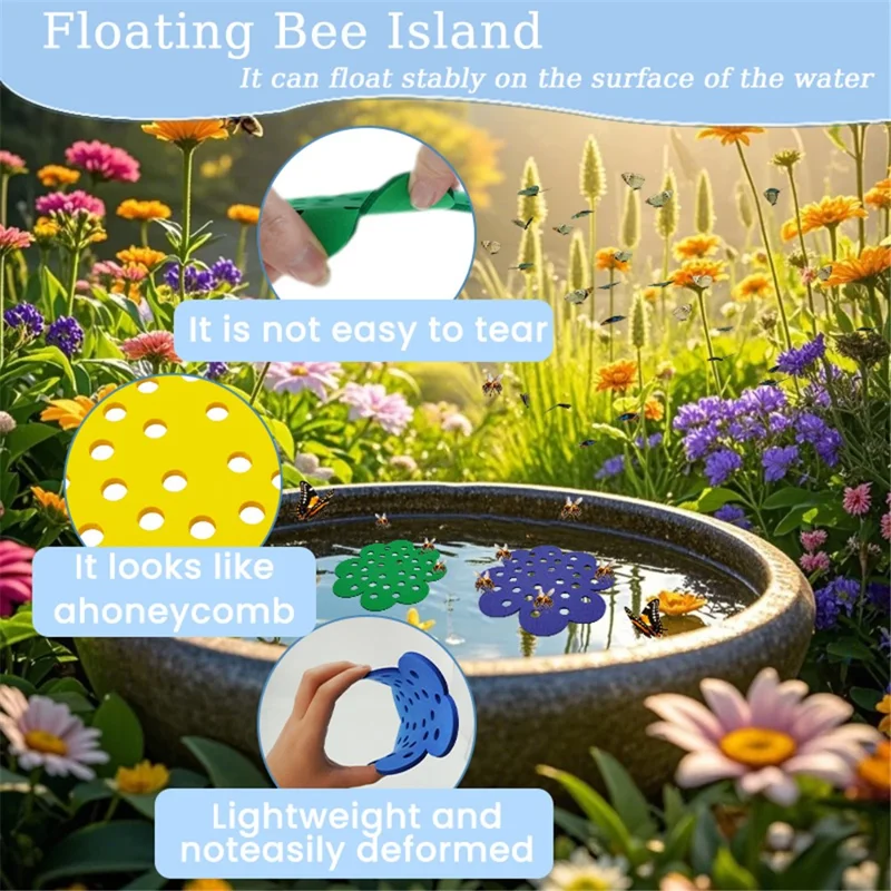 Floating Bee Island Butterfly Water Feeder Tray Insect Drinking Station for Outdoor Garden Decor - Blue