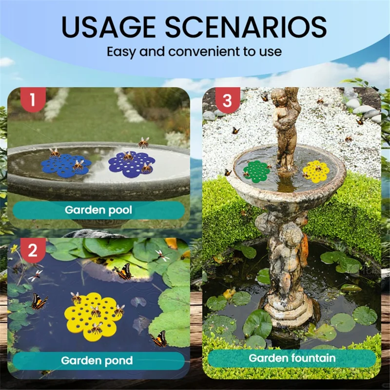 Floating Bee Island Butterfly Water Feeder Tray Insect Drinking Station for Outdoor Garden Decor - Blue