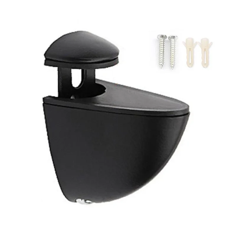 K168 3-15mm Adjustable Glass Shelf Zinc Alloy Clamp Glass Wood Board Fixing Clip Support Bracket - Black