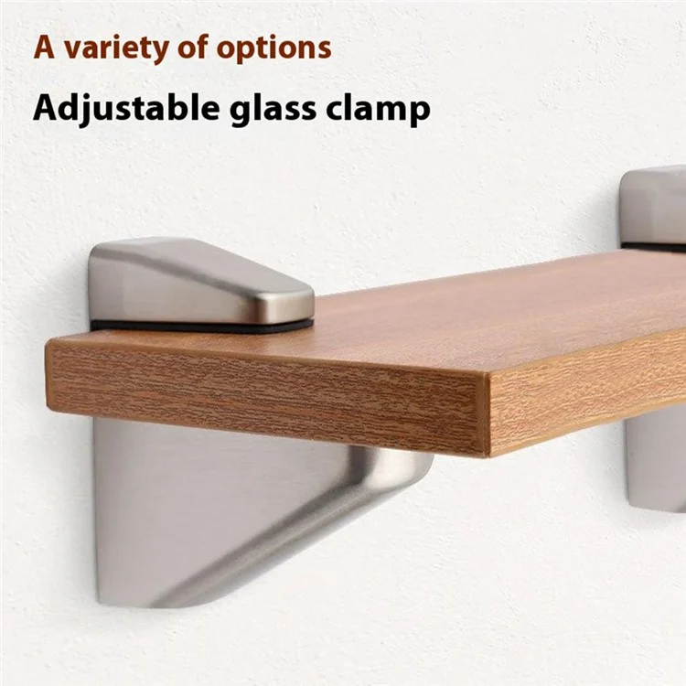 K169 3-20mm Adjustable Glass Shelf Zinc Alloy Clamp Glass Wood Board Fixing Clip Support Bracket - Black