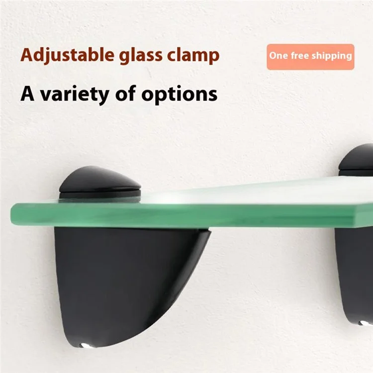 K170 3-20mm Adjustable Glass Shelf Zinc Alloy Clamp Glass Wood Board Fixing Clip Support Bracket - Black