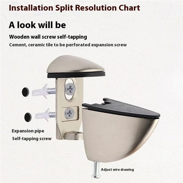 K170 3-20mm Adjustable Glass Shelf Zinc Alloy Clamp Glass Wood Board Fixing Clip Support Bracket - Black