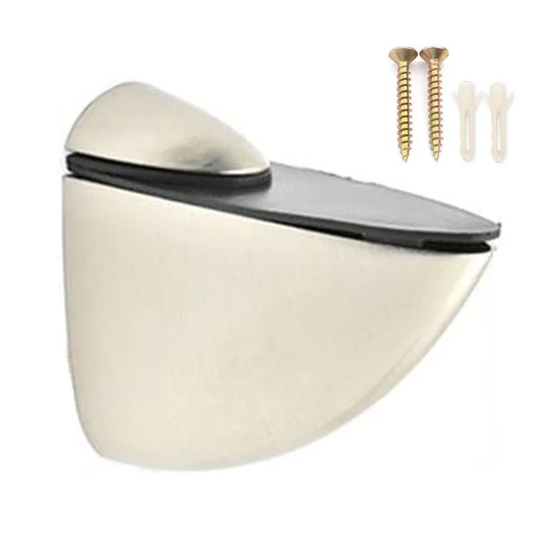 K170-1 3-33mm Adjustable Glass Shelf Zinc Alloy Clamp Glass Wood Board Fixing Clip Support Bracket - Brushed