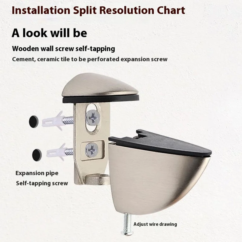 K170-1 3-33mm Adjustable Glass Shelf Zinc Alloy Clamp Glass Wood Board Fixing Clip Support Bracket - Brushed