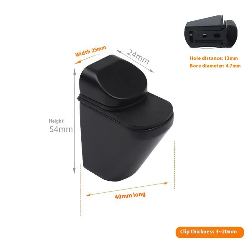 K161 3-23mm Adjustable Glass Shelf Zinc Alloy Clamp Glass Wood Board Fixing Clip Support Bracket - Black