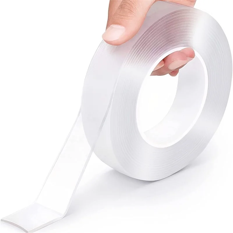 50mmx2mm Dual-Sided Nano Adhesive Tape Sticky Transparent Carpet Wall Tape Sticker, Length: 1m
