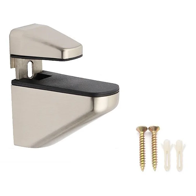 K854 Adjustable Glass Shelf Clamp Extra Large Zinc Alloy Board Support Bracket Arched Mouth Clip (Clamping Thickness: 7 - 40mm) - Brushed
